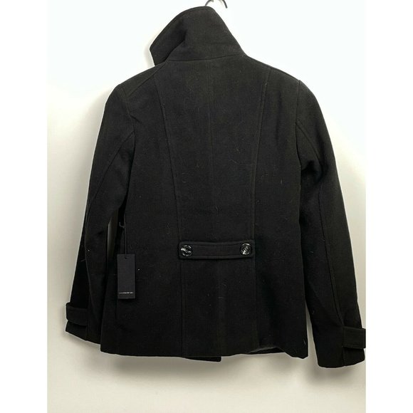 NWT Forever 21 Juniors Black Small Long Sleeved Collared Breasted peacoat Coat S - Picture 2 of 12